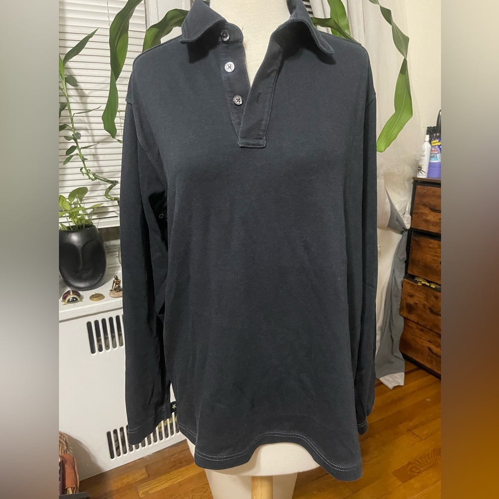 Elegant Black Long Sleeve Polo for Men